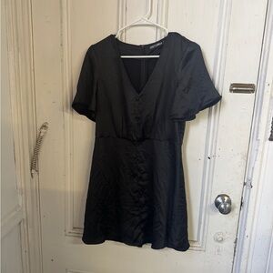 Damozel Fit And Flare V Neck Mini Dress